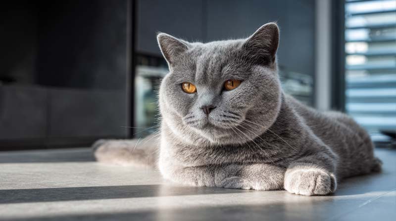 British Shorthair gris assis - test ADN PKD pour dépistage génétique de la polykystose rénale
